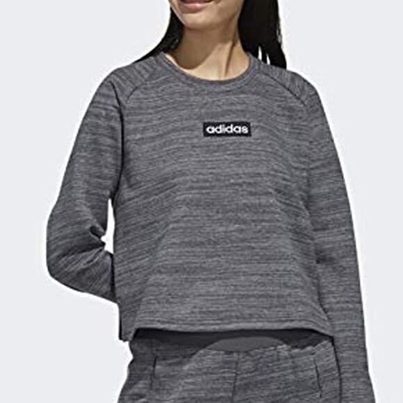 Adidas Heather Gray Black French Terry Sweatshirt - Picture 1 of 5
